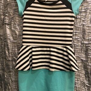 Dreamgirl Black and White Striped Dress Girls Size 8 Pre-owned